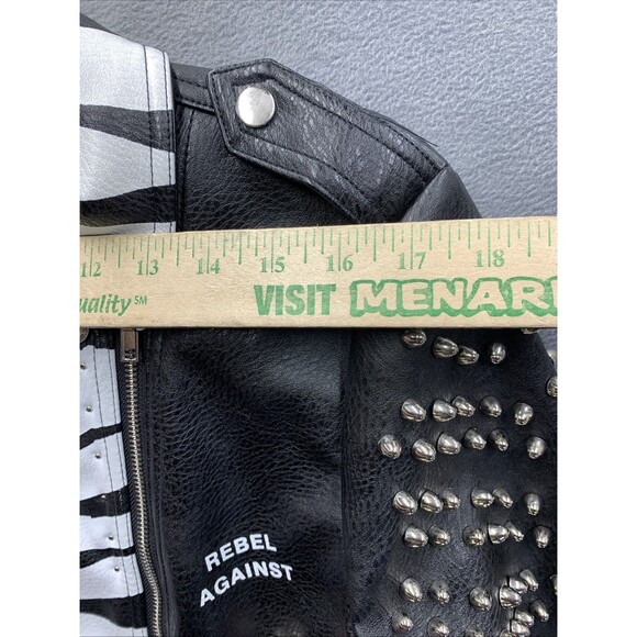 For Her Moto Leather Zebra Printed Jacket 81769 Studded Biker Pockets Large - Picture 5 of 16